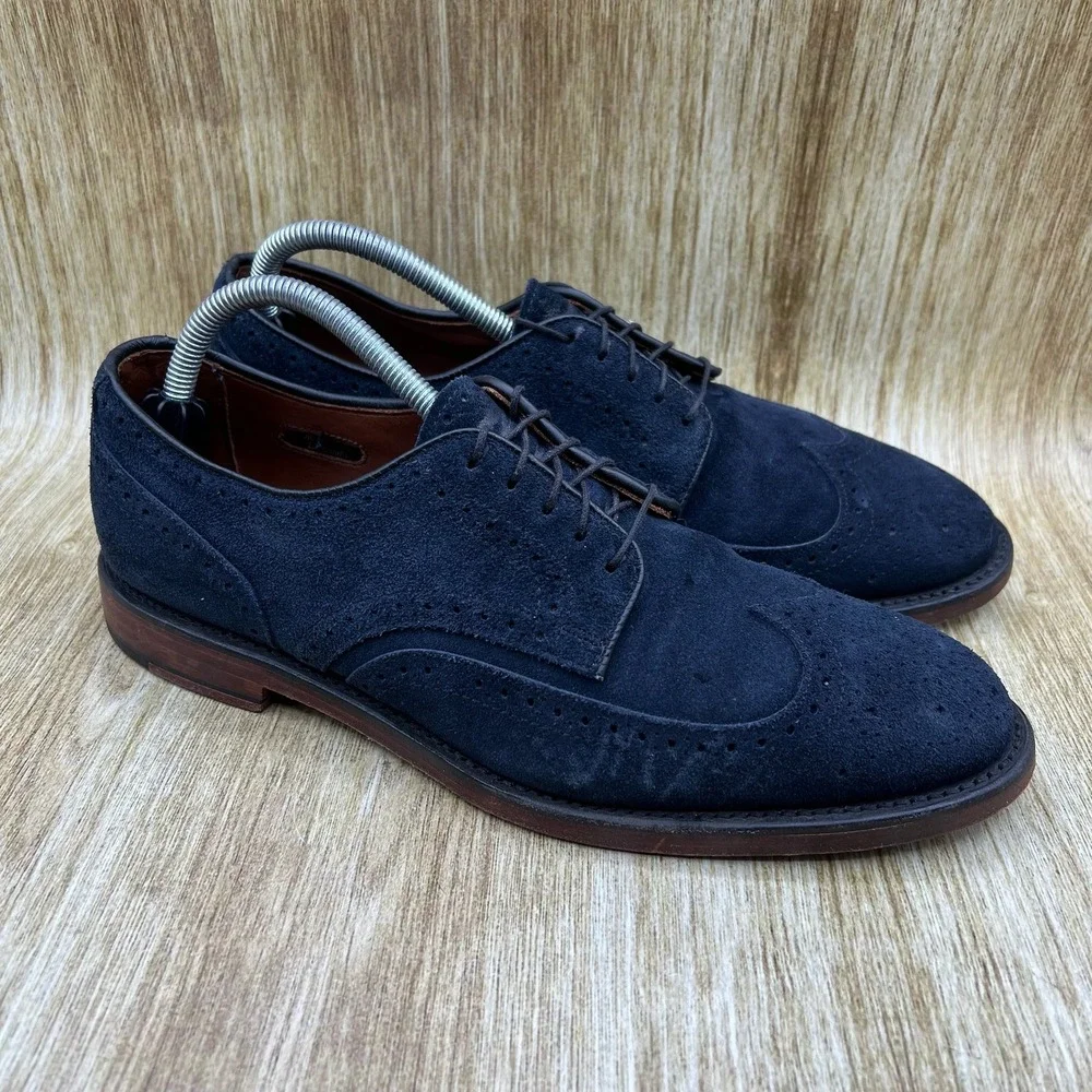 Allen Edmonds Player's Shoe Men's Size 9 D Navy Suede Wingtip Oxford Dress Shoes